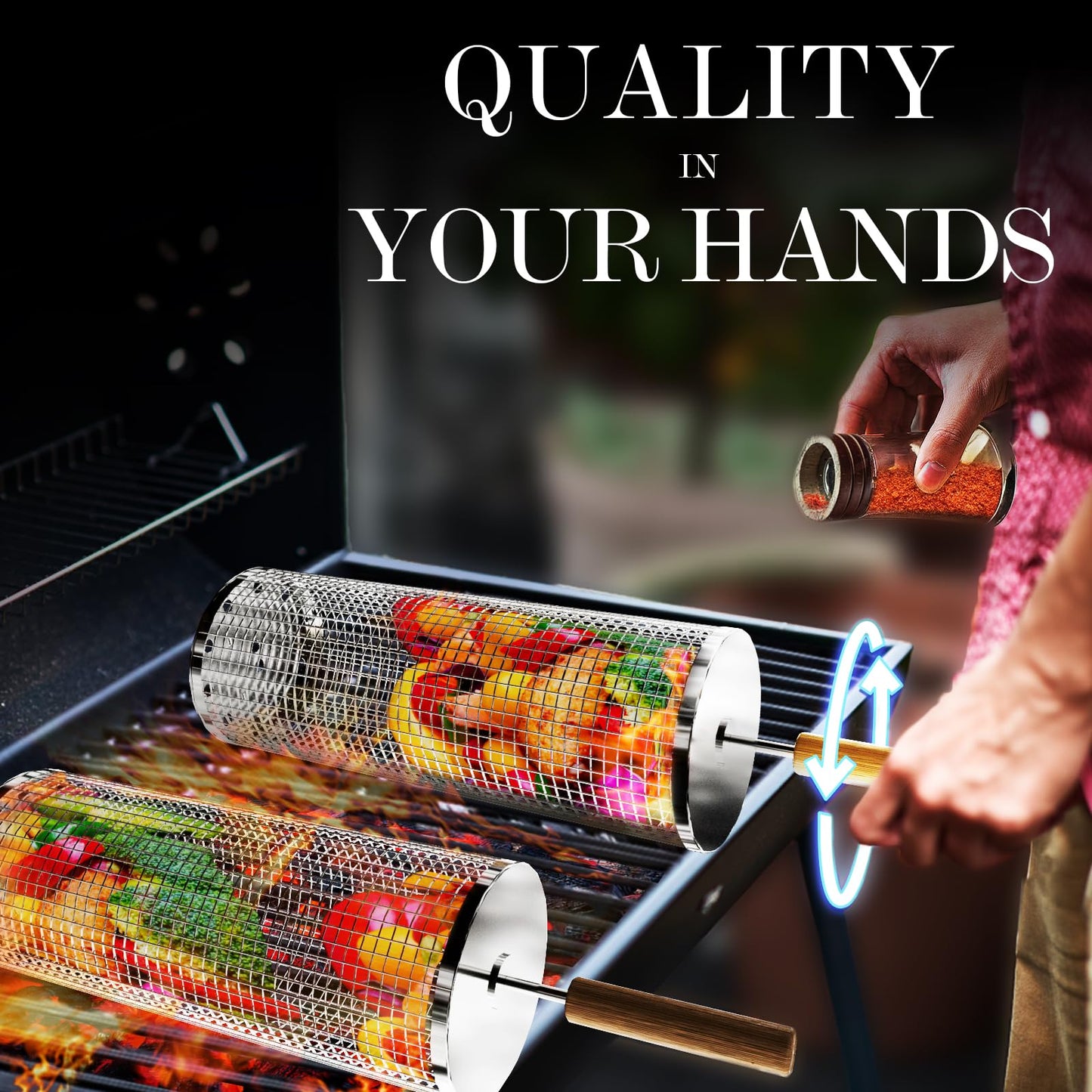 Sherum Rolling Grilling Basket with Handle