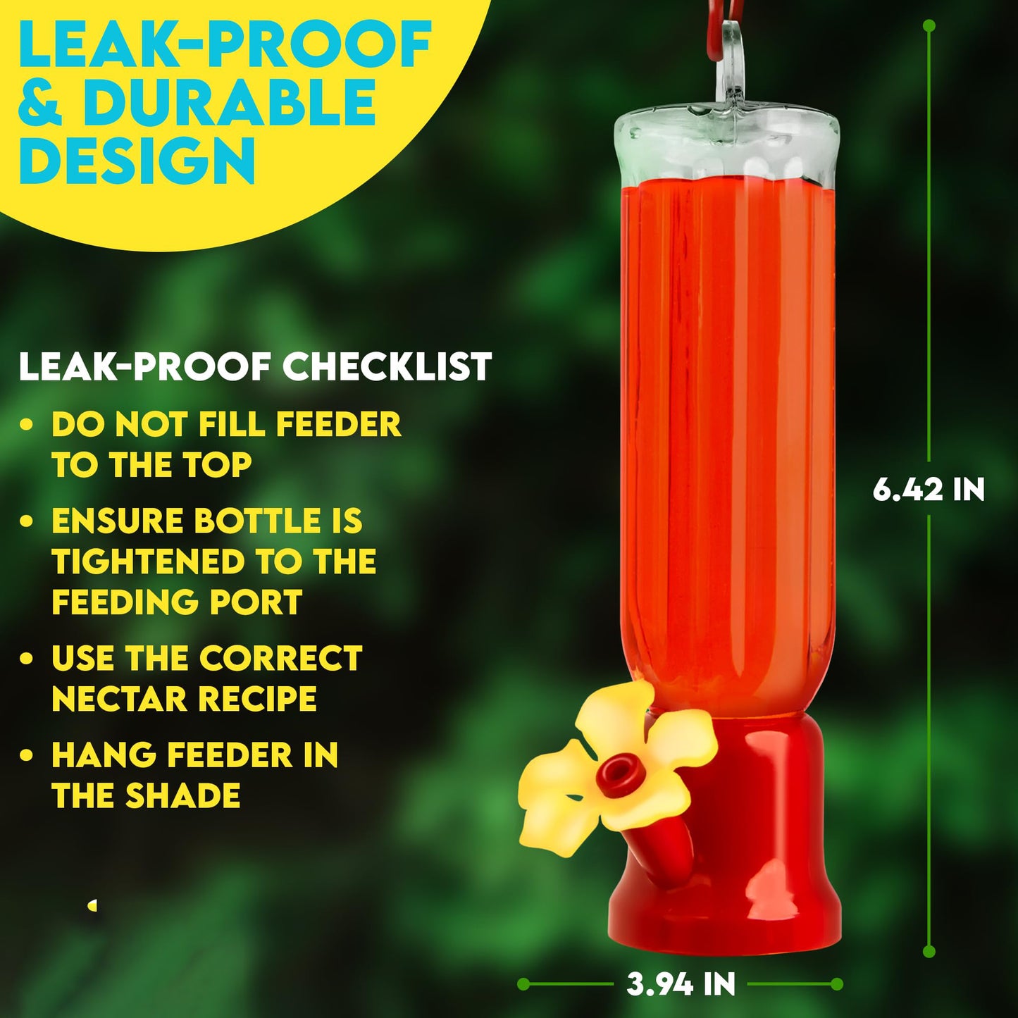 Sherum New Leak-Proof Design Hummingbird Feeder (4 Pack)